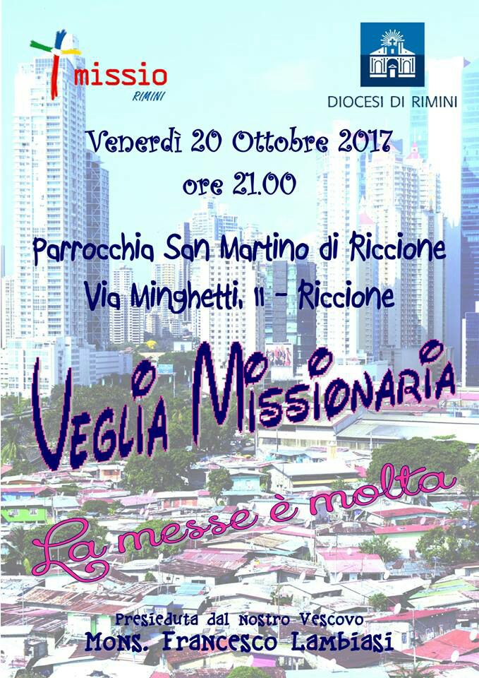 Venerdì 20 ottobre 2017 la Veglia Missionaria