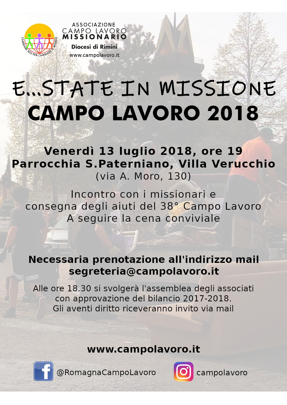 Villa Verucchio. Venerdì 13 Luglio consegna degli aiuti ai missionari e cena conviviale