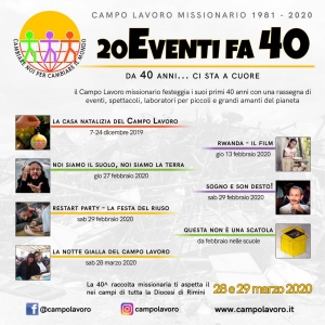 20Eventi fa 40. La rassegna culturale del 40° Campo Lavoro